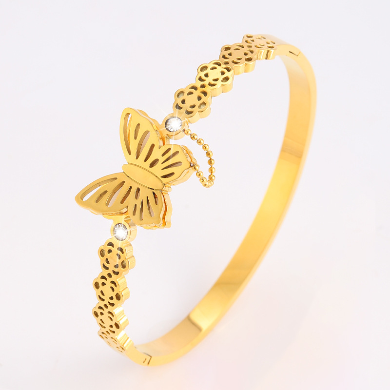 Brazalete de acero de titanio femenino magnetismo de absorción arco de fijación de diamante no se desvanece lujoso ligero diseño de alto nivel joyería de brazalete de acero inoxidable