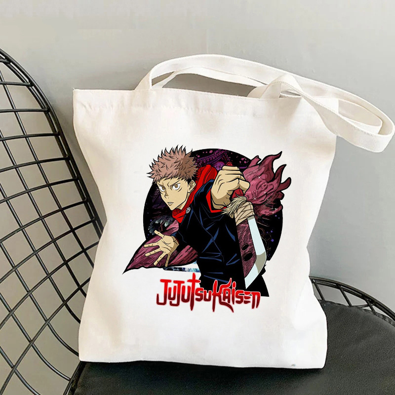 Jujutsu Kaisen Gojo Goku impresa bolsa de lona Harajuku bolso de hombro bolso de moda estudiante bolsa de compras