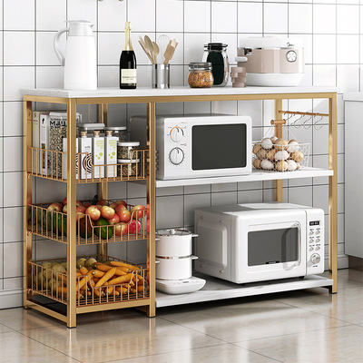 Up to one hundred million kitchen Shelf household to ground multi-storey cupboard Pots and pans Spice rack Microwave oven rack Storage Lockers