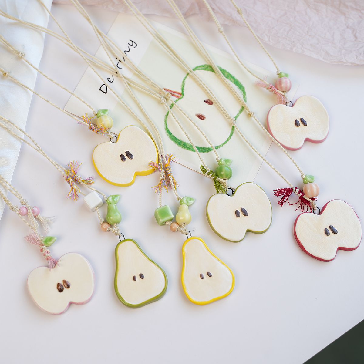 Jingdezhen Summer Fresh Apple Necklace Women's Niche Resort Style Seaside Temperament Clavicle Chain Sweater Chain Accessories