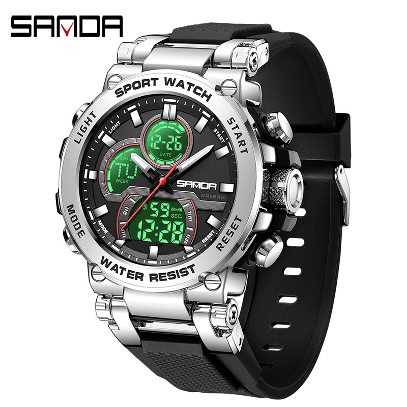 SANDA reloj electrónico transfronterizo personalidad cool reloj de pulsera estudiantes luz nocturna multifuncional moda reloj de pulsera para hombres 6183
