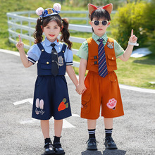 女童夏装兔子警官衣服男童套装尼克狐儿童朱迪cos演出服装三件套