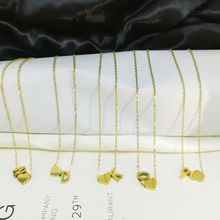 跨境18K金不锈钢字母爱心项链女心形锁骨链首字母多巴胺项链批发