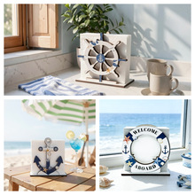 跨境地中海木质纸巾架创意船锚船舵造型餐厅咖啡馆海洋风装饰摆件