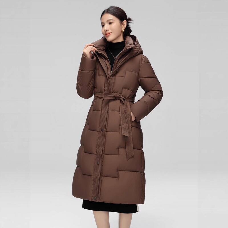 Women's Mid-Length down Jacket 2024 Winter New Fashion Style Thickeneded Warm Cotton Jacket Hooded Jacket
