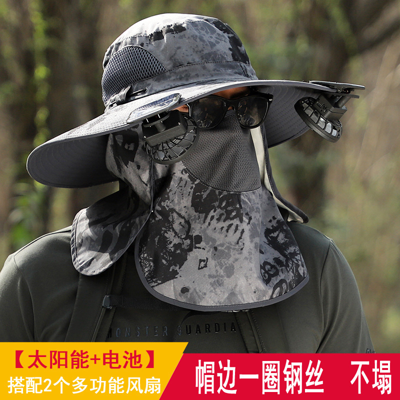 男士夹子可充电可太阳能夹子风扇帽夏季户外遮阳防晒渔夫帽太阳帽