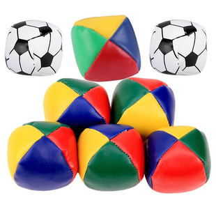 Supply high quality cartoon pvc sandbag leather round small sandbag game sandbag ball football style children juggling ball