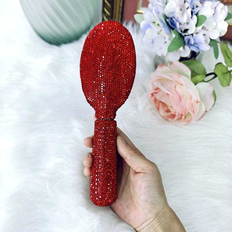 Alto aspecto champán diamante incrustado placa grande peine para las niñas, el hogar no duele el pelo masaje cojín de aire peine ins peluquería peine del pelo