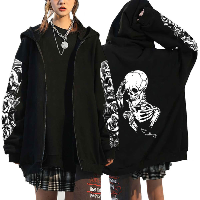 Diablo Hip Hop Gothic Harajuku Y2Y Kawaii Zipper Hoodie Men's and Women's Harajuku Coat Sweater