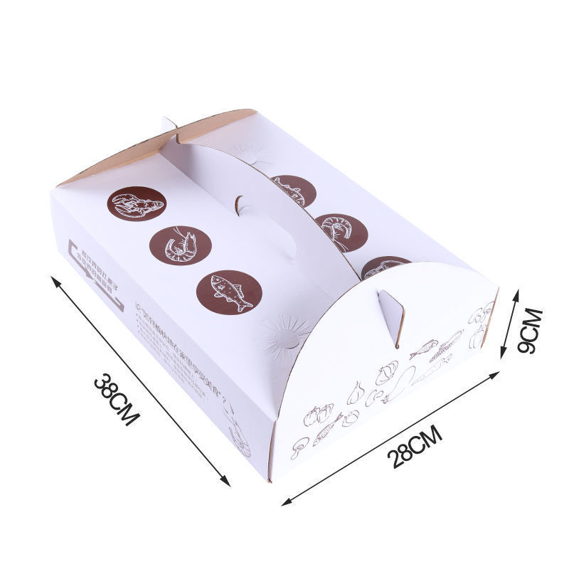 Caja de embalaje autocalentable con tapa de cinturón de pescado a la parrilla comercial, caja de papel de estaño de papel de aluminio grueso grande desechable rectangular