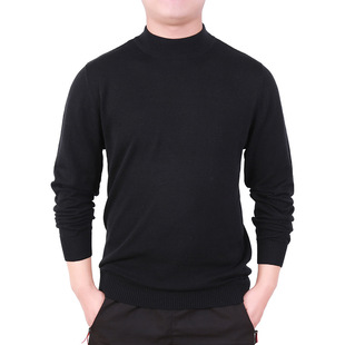 New Men's spring, autumn and winter half turtleneck long sleeve bottoming business core-spun yarn sweater men's solid color cotton sweater