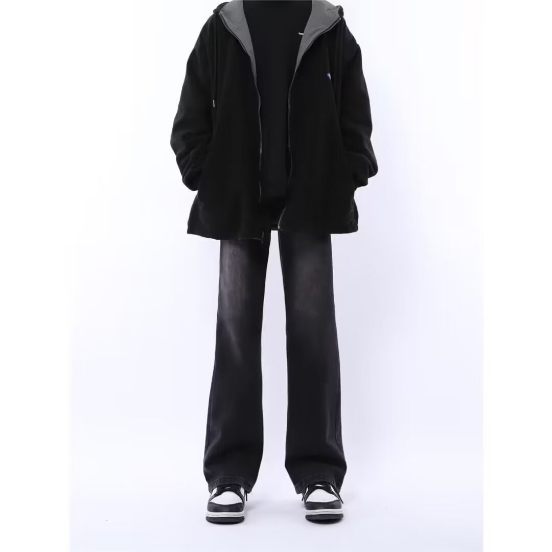 Vaqueros de primavera y otoño americanos 2024 para hombres lavados y desgastados Vaqueros rectos sueltos de la calle de moda retro