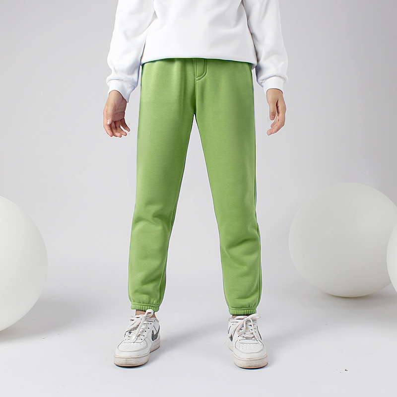 Otoño e invierno estilo coreano nuevos pantalones forrados de lana para niños de color sólido para niños grandes pantalones de chándal cálidos para niñas Generación de cabello image 14