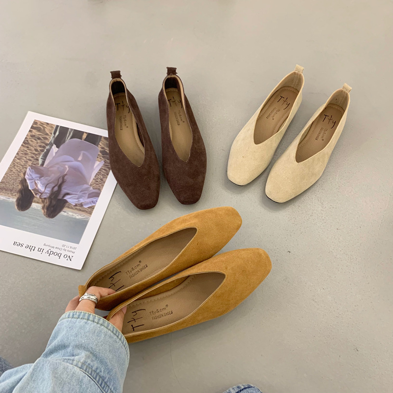 Qadın üçün retro mat yumşaq ayaqqabı, aşağı dabanlı loafer