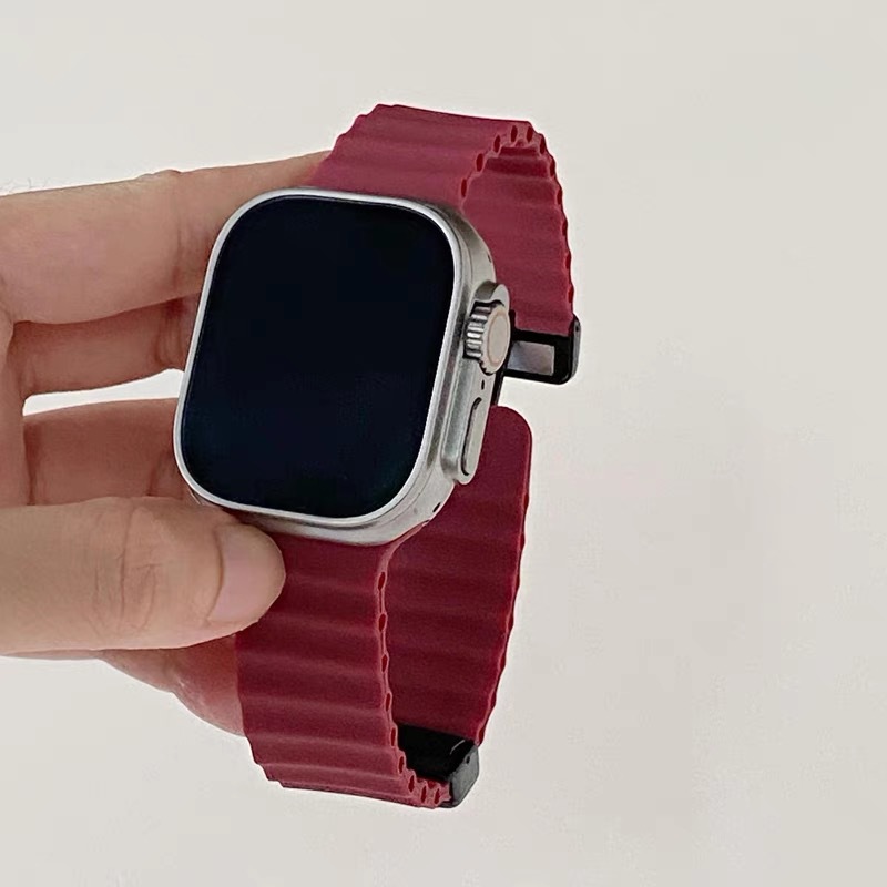 Para AppleWatch10 Apple correa de reloj iwatch987 generación Ultra correa magnética de silicona marina