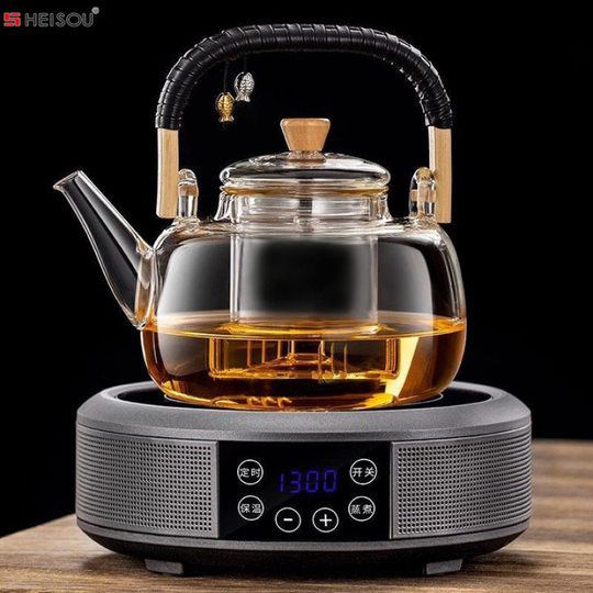Glass Teapot, High Temperature Resistant Water Kettle, Large Capacity Steam Teapot, Water Boiling Tea Maker, Fully Automatic Electric Ceramic Stove