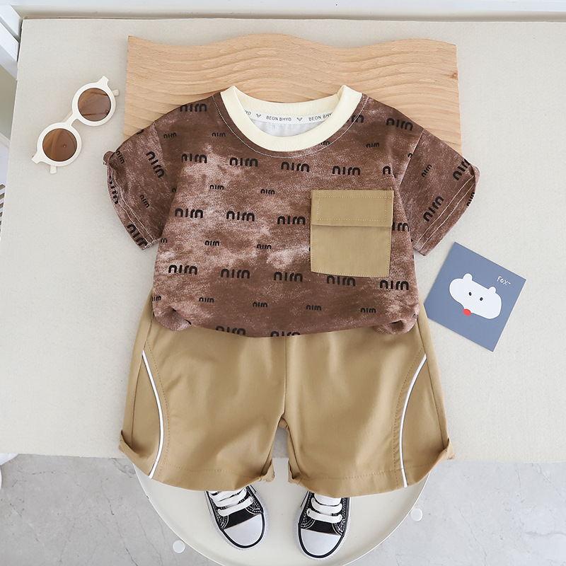 Ретро комплект с буквами, короткий рукав