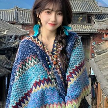 旅游披肩女2024新款外搭民族风云南针织复古披风斗篷川西时尚洋气