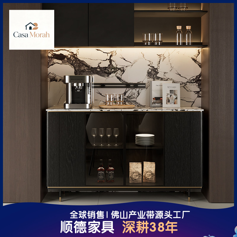 Italian minimalist sideboard, light luxury marble wall-mounted integrated storage cabinet, modern simple solid wood decorative storage cabinet