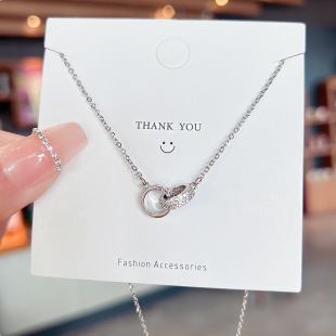 New concentric ring necklace sweet cool simple light luxury niche design explosion clavicle chain titanium steel jewelry wholesale