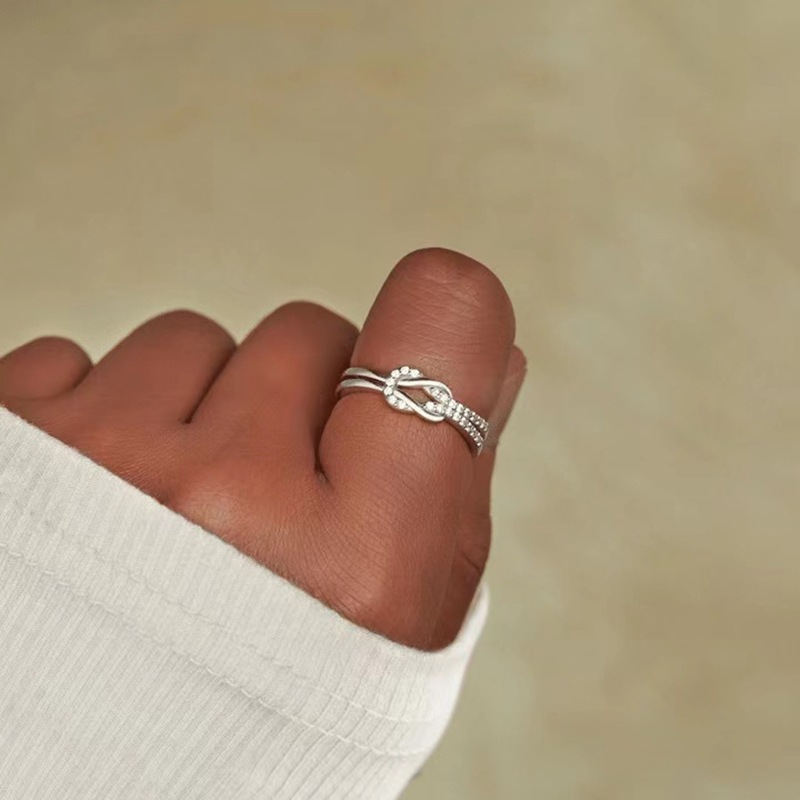 Simple Style Knot Sterling Silver Plating Artificial Diamond Rings