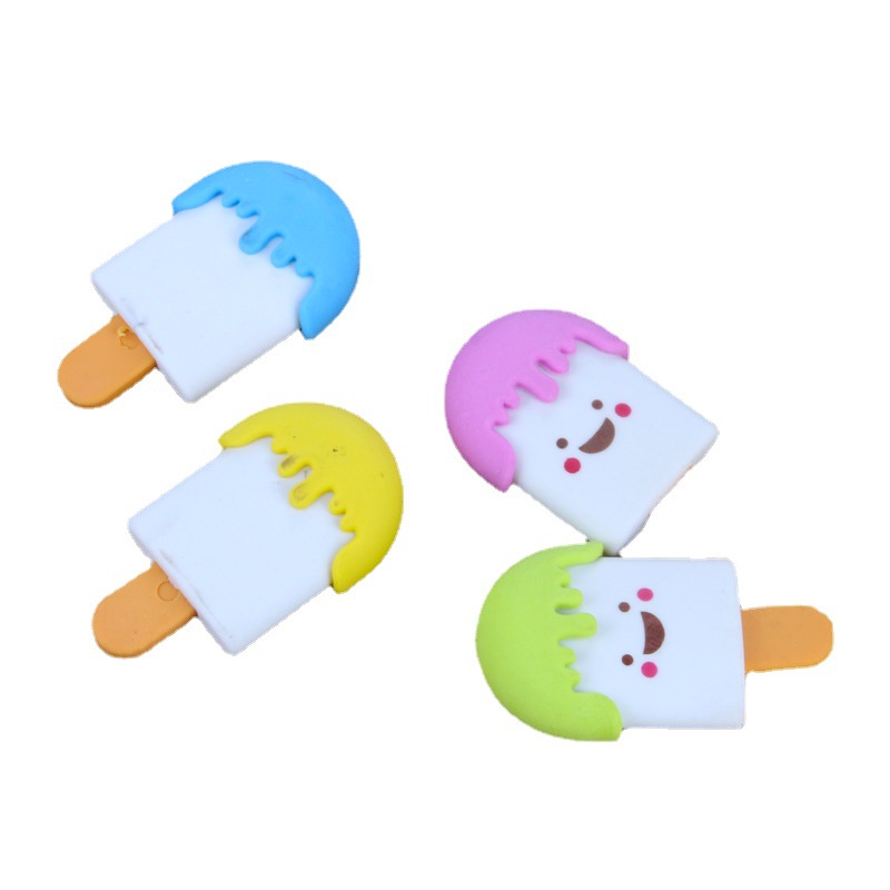 Creativo Nuevo Borrador de helado de dibujos animados de forma de paleta Borrador de dibujos animados útiles escolares suministros para estudiantes premio