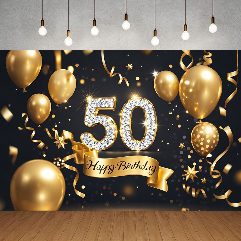 Nueva tela de fondo de feliz cumpleaños transfronteriza, carnaval de fiesta, serie principal de decoración de escenas, banner de cumpleaños