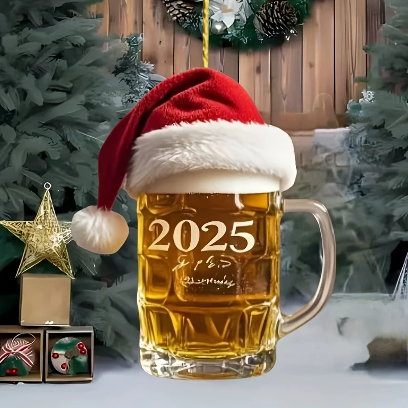 Кулон «Праздник 2025» с кристаллом - стиль возрождения искусства, 2D рождественское украшение, подходит для