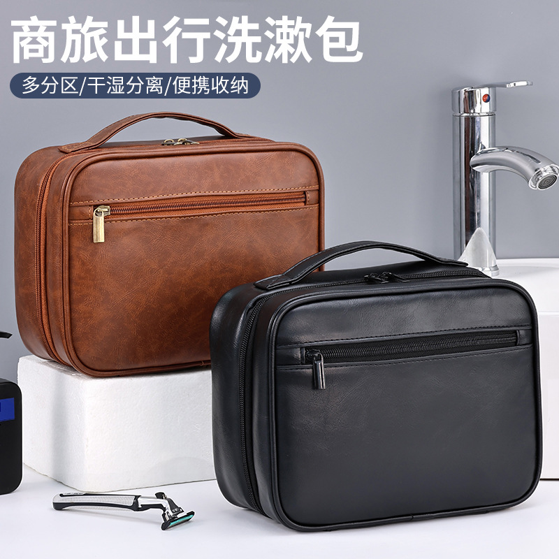 Amazon hombre pu bolsa de lavado de alta calidad bolsa de maquillaje de almacenamiento impermeable de gran capacidad comercial transfronteriza