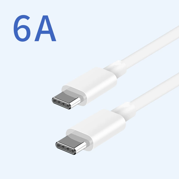 White 6A fast charging cable with double C port