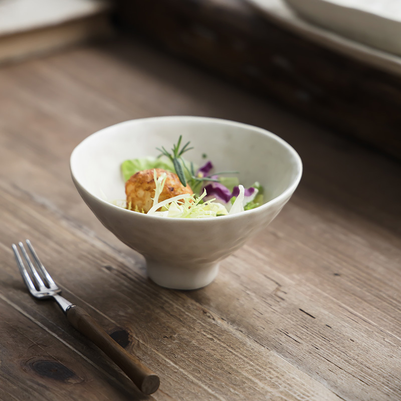 [Series de cubiertos de Old Time Lane] platos de cerámica retrógrados, platos de arroz caseros, platos irregulares, platos de pescado