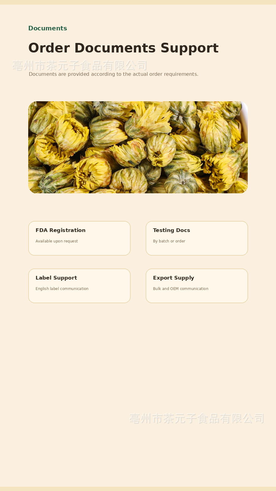 Tai Ju Chrysanthemum Buds Herbal Tea Dried Flos Chrysanthemi 50g Bulk Wholesale quality and texture