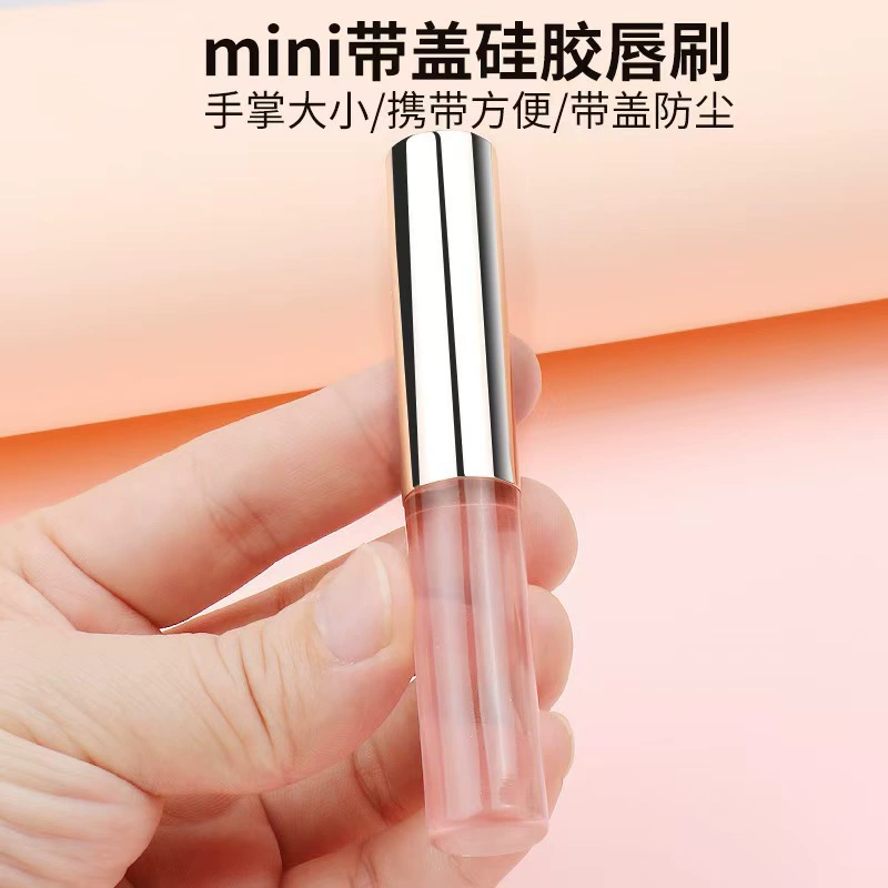 Silicone Lip & Manicure Brush, Universal Applicator with Cap, Reusable Gradient Tip