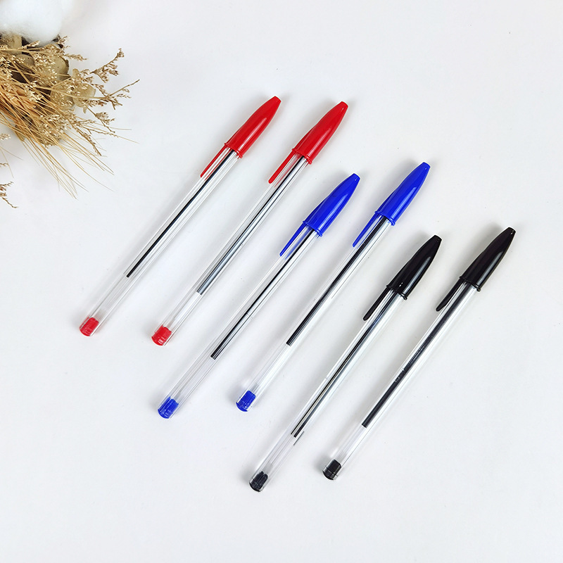 Pluma de bola de plástico multicolor simple 1.0 lápiz atómico de secado rápido negro rojo azul lápiz triángulo fabricante image 5