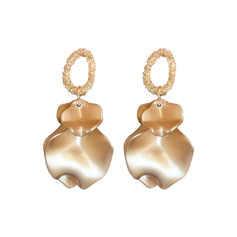 Pendientes de pétalos transfronterizos de lujo ligero con aguja de acero Pendientes exagerados de personalidad europea y americana