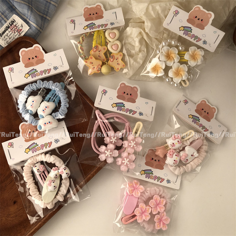 Sweet Style and Good-Looking Girl's Heart Hairpin Hair Accessory Cute Dopamine Girl Hairpin Set Duckbill Clip Head Accessories