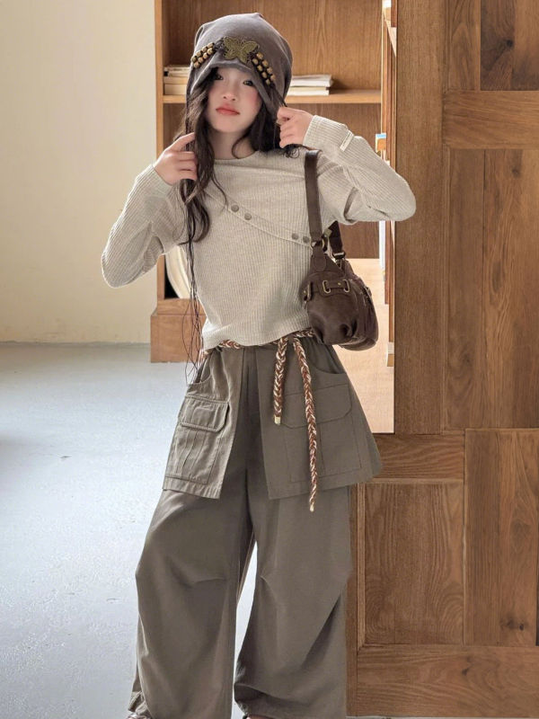 女童长袖t恤儿童秋装上衣服2025新款韩系洋气内搭外穿大童打底衫6|undefined