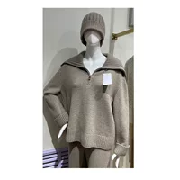 Стильный классический лацканный воротник толстый тощий кашемировый свитер женский трикотаж повседневный осенний и зимний теплый кашемировый свитер