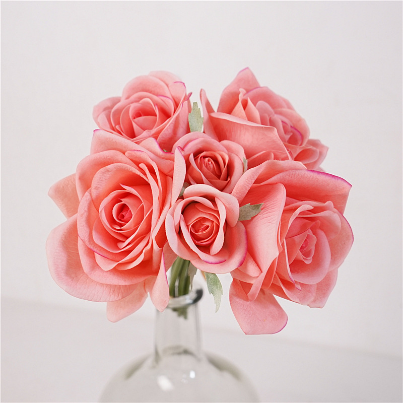 Artificial Flower Hand-felt Moisturizing Rose Bouquet Corolla Home Flower Arrangement Decorations Bridal Holding Flower Photography Props