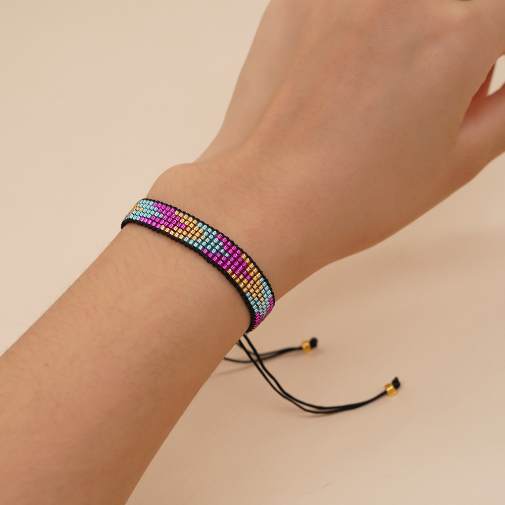 1 Piece Bohemian Color Block Rhombus glass Seed Bead rope Womenu0027S Bracelets