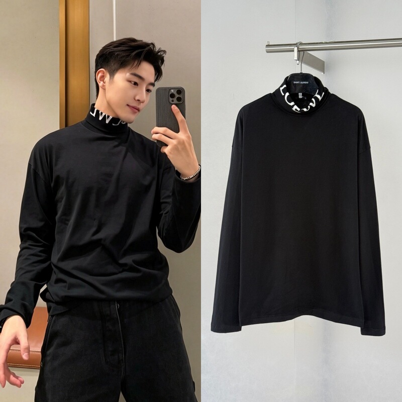 Top-quality 26S trendy brand new LOW style Luo family letter print turtleneck base shirt, unisex fashion Top-quality 26S trendy brand new LOW style Luo family letter print turtleneck base shirt, unisex fashion