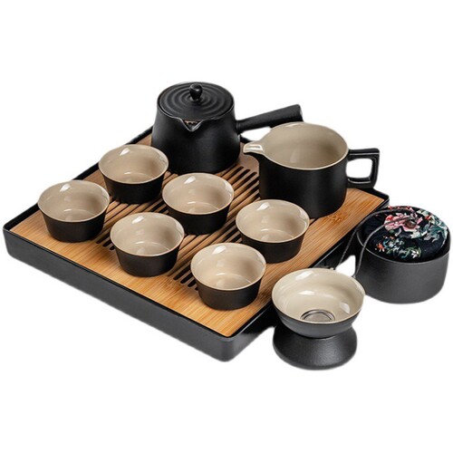 Ceramic Gongfu Tea Set Simple Gift Box Home Use Creative Tea Tray Tea Can Set Real Estate Hotel Business Gift