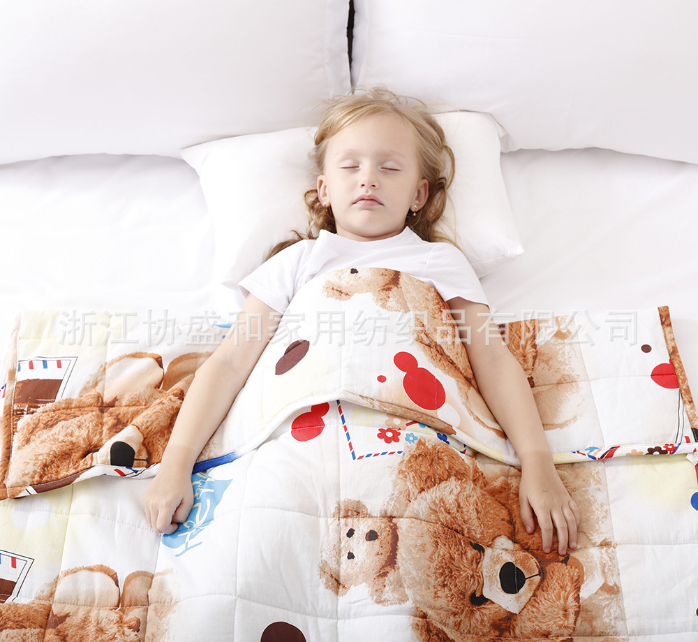 Suministro directo de fábrica edredón de gravedad impresión de algodón manta de gravedad cuentas de vidrio suave para niños weighted blanket