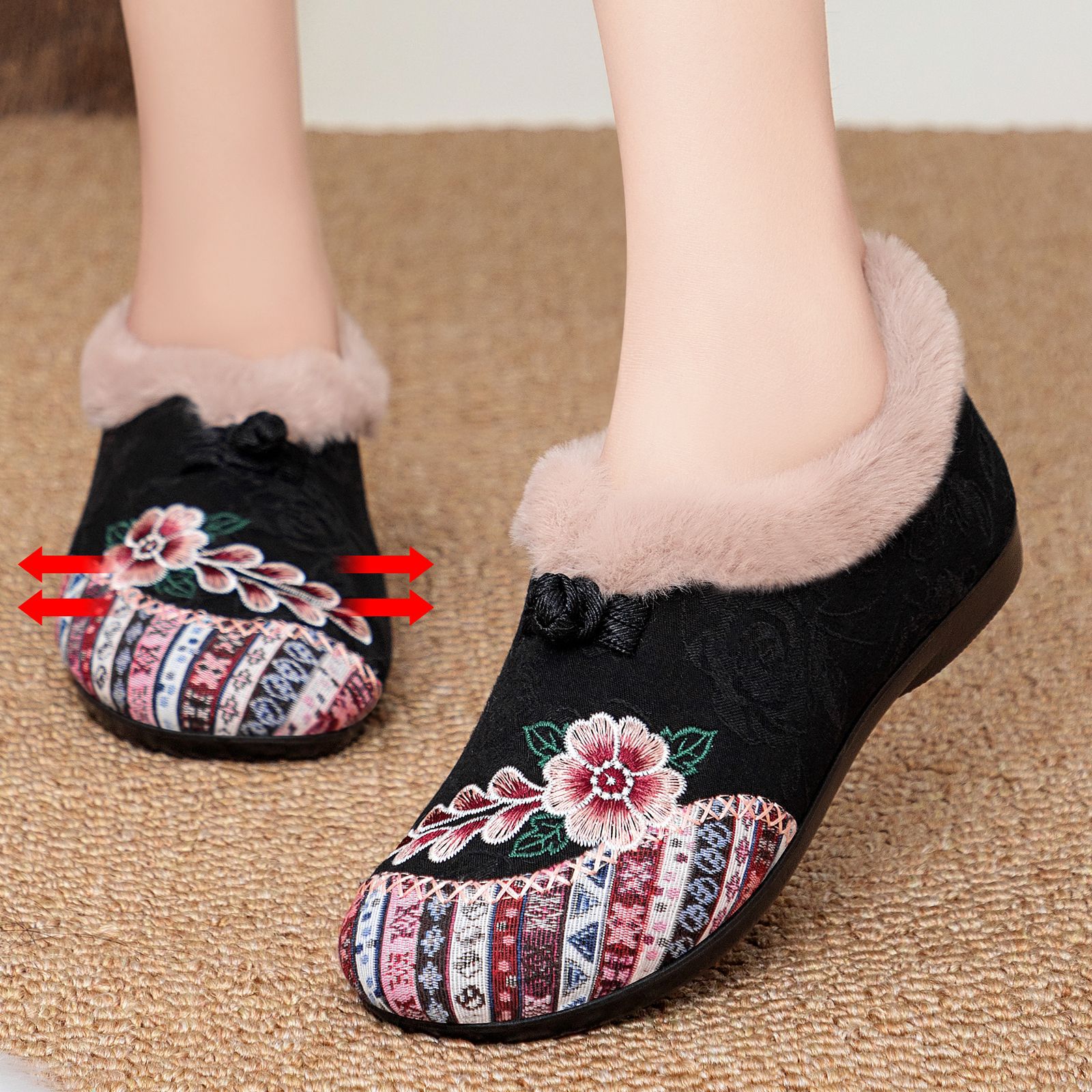 zapatos de algodón de mujer procesamiento personalizado botas de nieve nacionales más vello botas de algodón gruesas botas de mujer de tamaño grande botas de calentamiento a prueba de frío