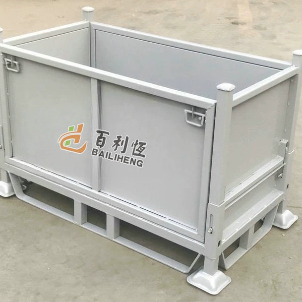 Прочный складной металлический контейнер с дверцами, штабелируемый транспортный контейнер для логистики, складной контейнер для перевозки товаров