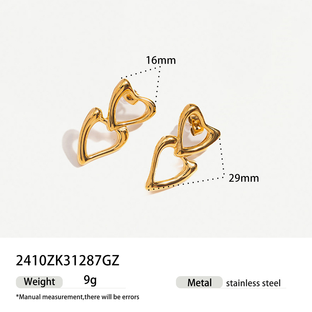Tina Europa y los Estados Unidos transfronterizos INS viento red 18K oro acero inoxidable exagerado en forma de corazón pendientes de amor universal pendientes mujeres