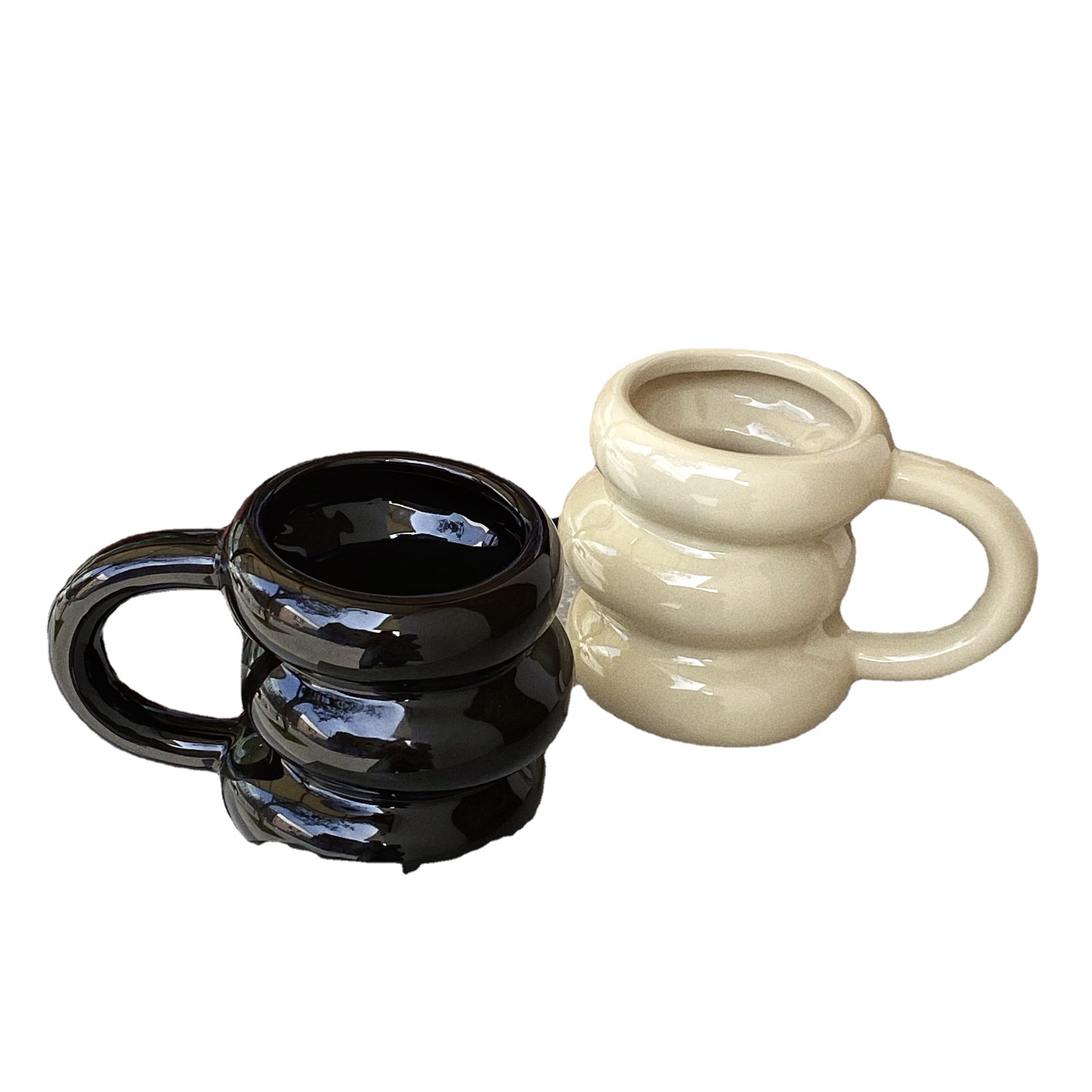 Nuevo en stock original Ins lechoso círculo amarillo taza de agua de alta apariencia creativa Taza de cerámica taza de grasa al por mayor