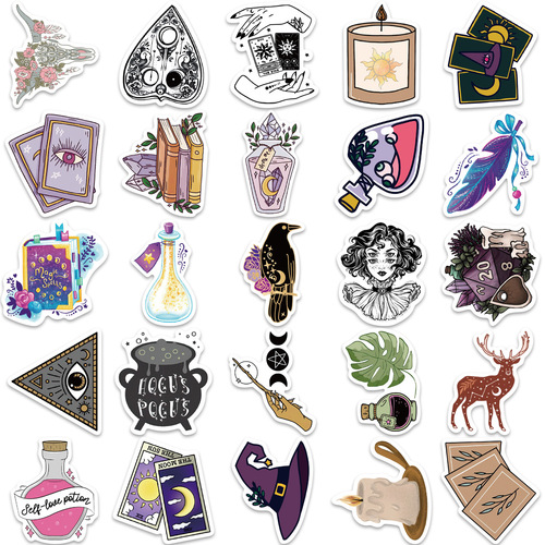 50 cartoon cross-border witch graffiti stickers can be used to decorate suitcases, pens, guitar notebooks, waterproof and can be wholesaled