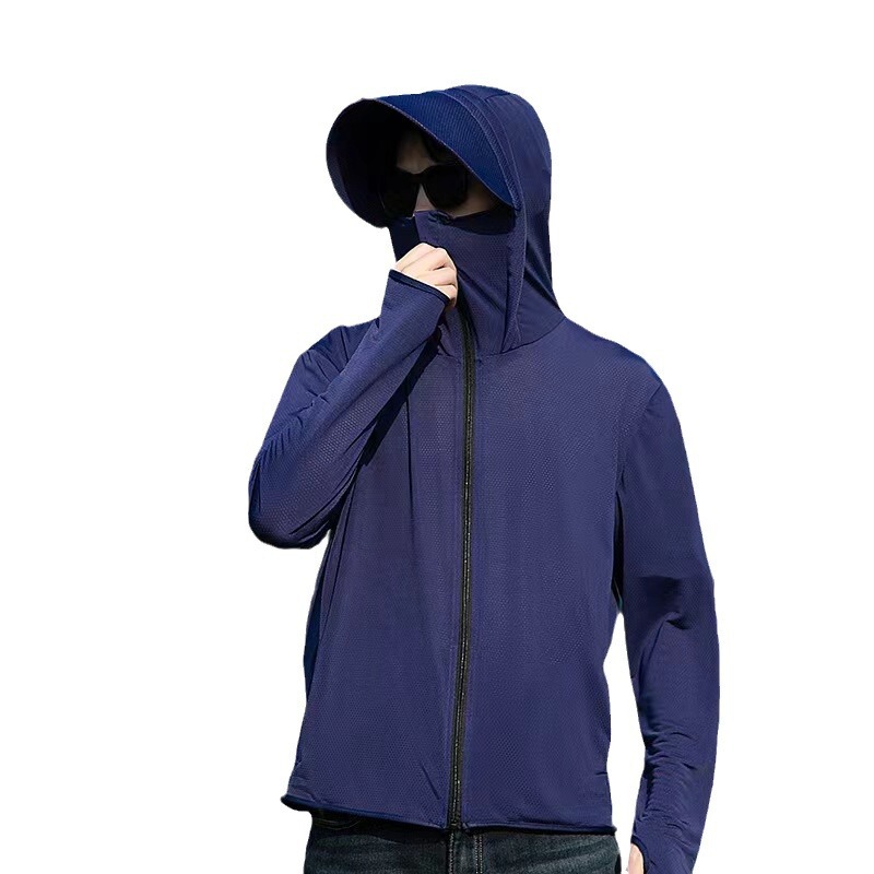 新款户外冰丝原纱防晒衣男钓鱼服透气防紫外线连帽皮肤衣|undefined