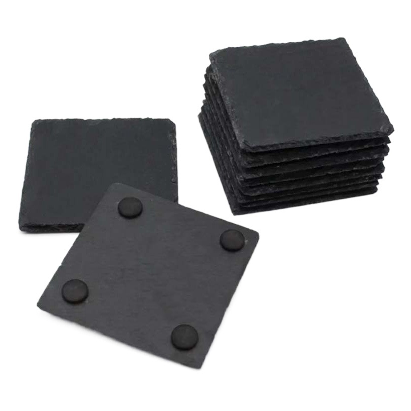 Posavasos de whisky negro montaña de té montaña de roca de aislamiento Posavasos de pizarra natural cuadrado retro de estilo japonés ins